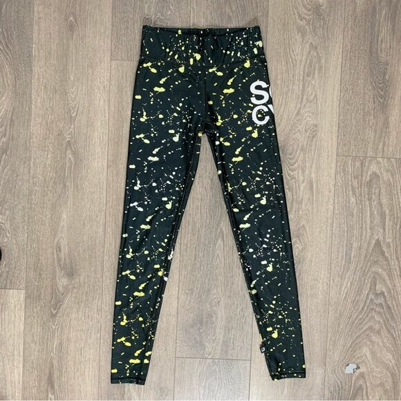 Terez for Soulcycle Paint Splatter Leggings High Rise Waist Black Size Small - Picture 5 of 13